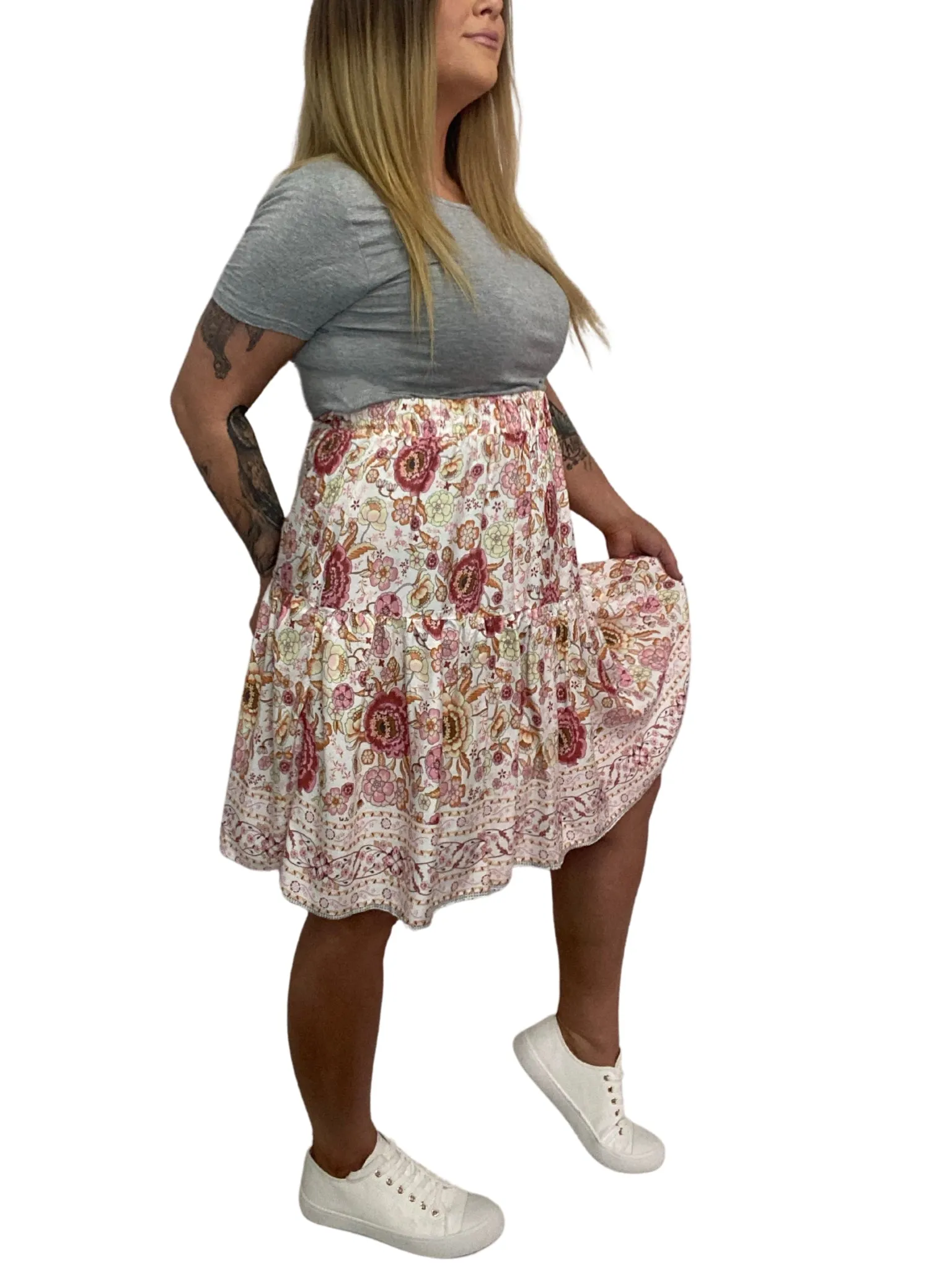 💙 CHARLIE Floral Boho Skirt Flair Skirts 2 colours- turquoise & Peachy boho