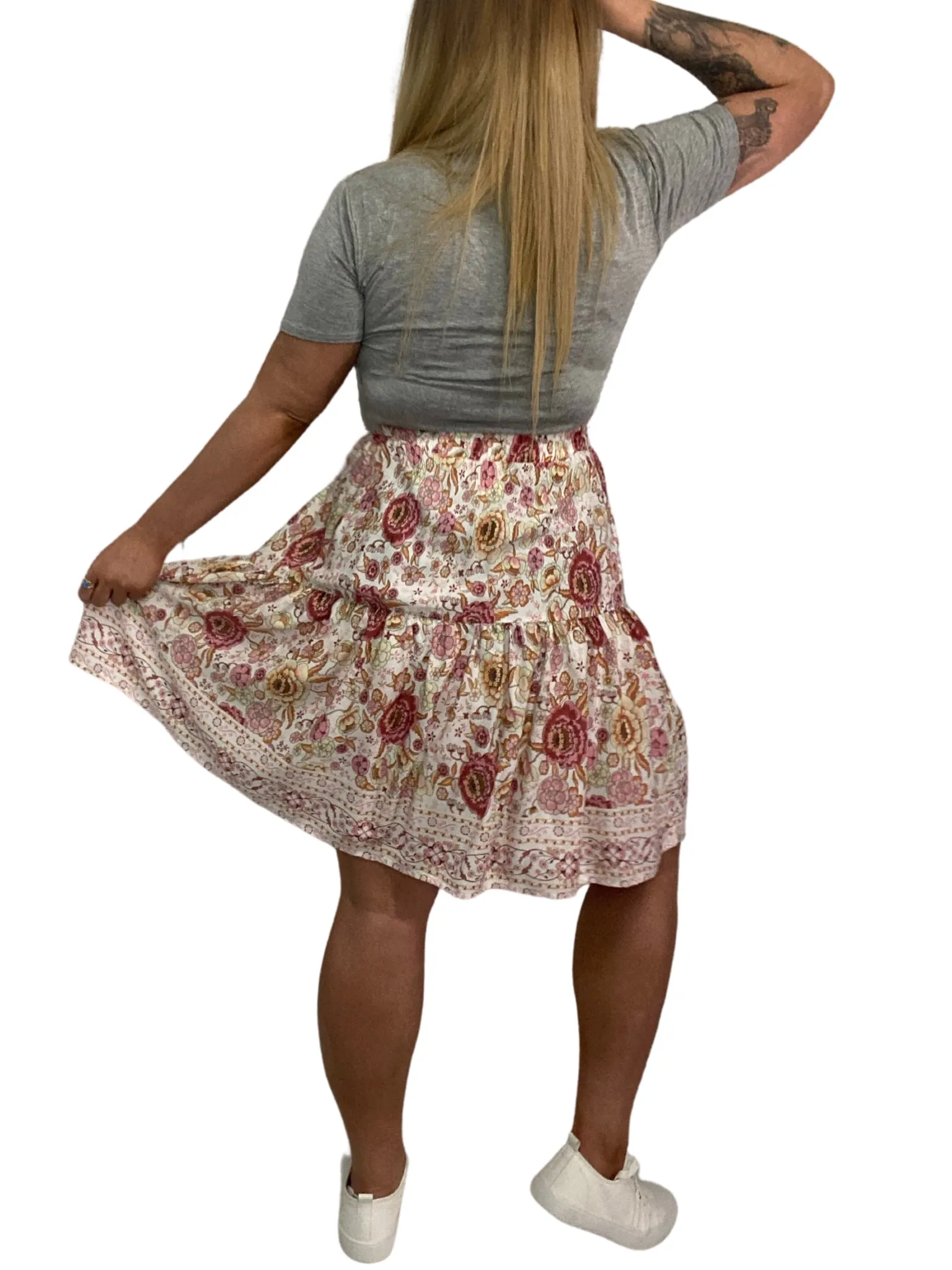 💙 CHARLIE Floral Boho Skirt Flair Skirts 2 colours- turquoise & Peachy boho
