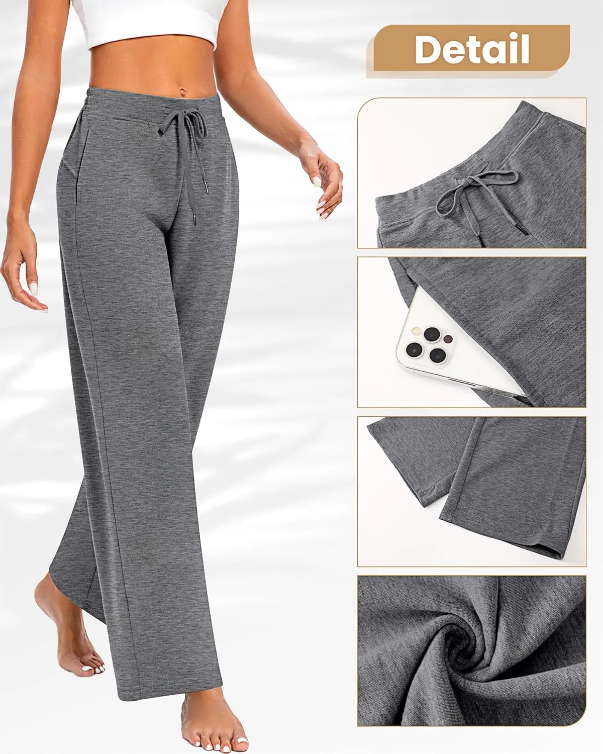 2 Pack Women Sweatpants Drawstring Waist Loose Yoga Baggy Joggers Casual Wide Leg Pants with Pockets