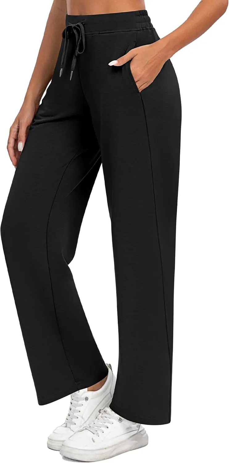 2 Pack Women Sweatpants Drawstring Waist Loose Yoga Baggy Joggers Casual Wide Leg Pants with Pockets