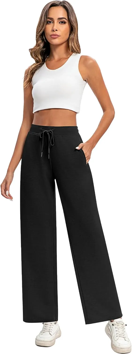 2 Pack Women Sweatpants Drawstring Waist Loose Yoga Baggy Joggers Casual Wide Leg Pants with Pockets