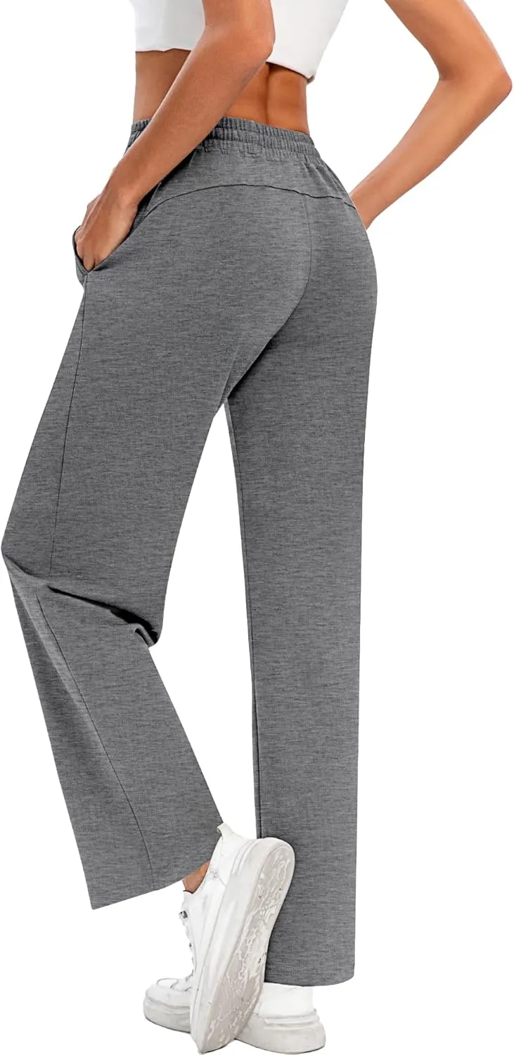 2 Pack Women Sweatpants Drawstring Waist Loose Yoga Baggy Joggers Casual Wide Leg Pants with Pockets