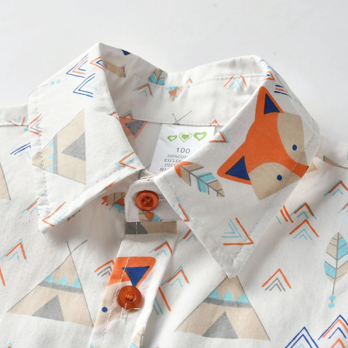 2 Piece Toddler Boy Bow Tie Fox Print  Shirt And Stripe Suspender Shorts Set Wholesale 99441339