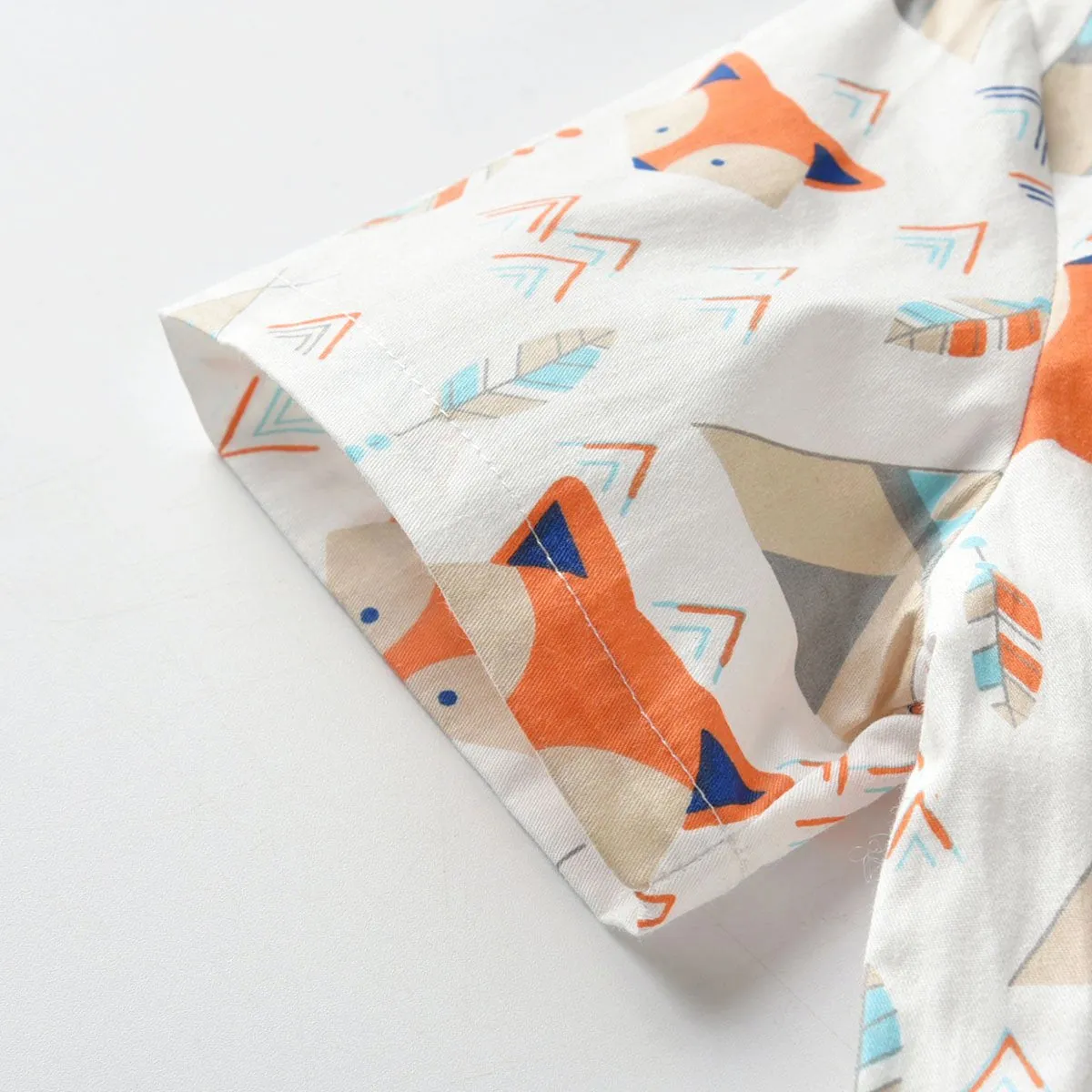 2 Piece Toddler Boy Bow Tie Fox Print  Shirt And Stripe Suspender Shorts Set Wholesale 99441339