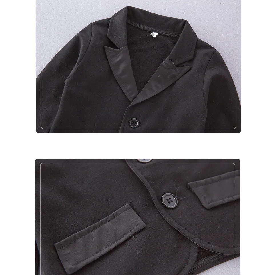2 Pieces Set Baby Boys Dressy Solid Color Bow Jumpsuits And Blazers Suits Wholesale 22061617