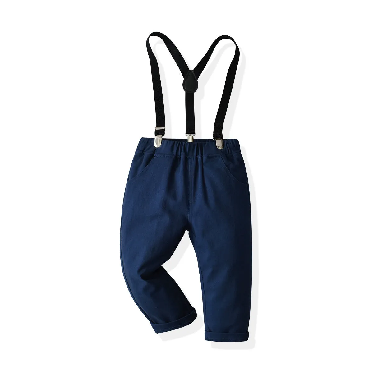 2 Pieces Set Baby Kid Boys Birthday Party Bow Shirts And Solid Color Jumpsuits Wholesale 211109208