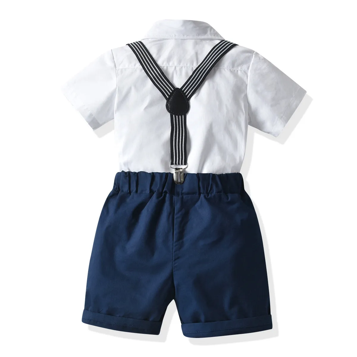 2 Pieces Set Baby Kid Boys Birthday Party Bow Shirts And Solid Color Rompers Wholesale 211109225