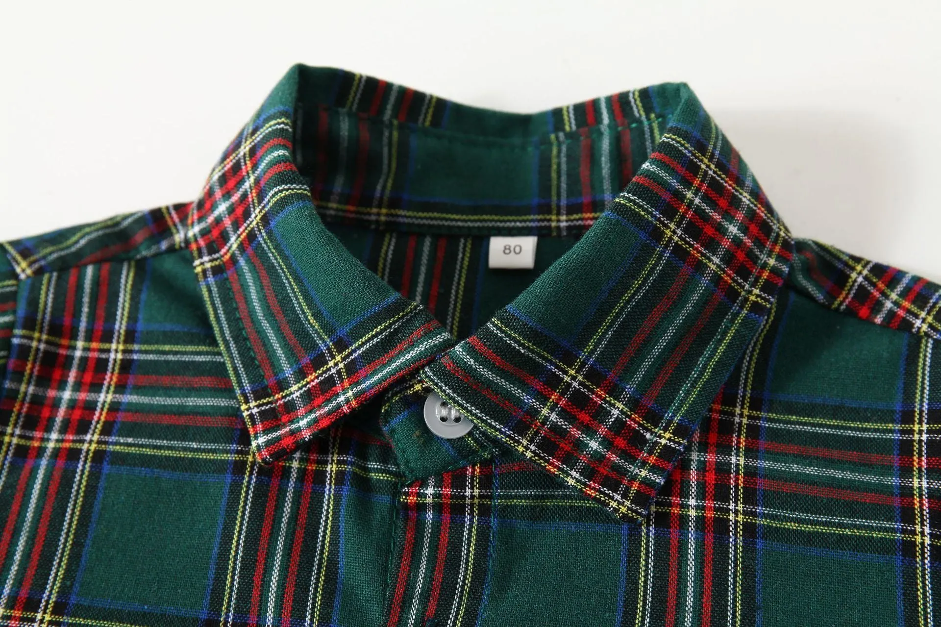 2 Pieces Set Baby Kid Boys Birthday Party Checked Bow Shirts And Solid Color Jumpsuits Wholesale 221214369