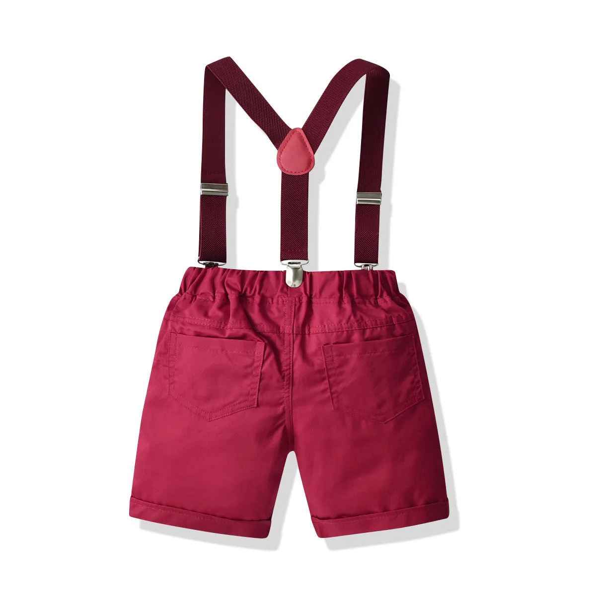 2 Pieces Set Baby Kid Boys Dressy Checked Bow Shirts And Solid Color Rompers Wholesale 22053176