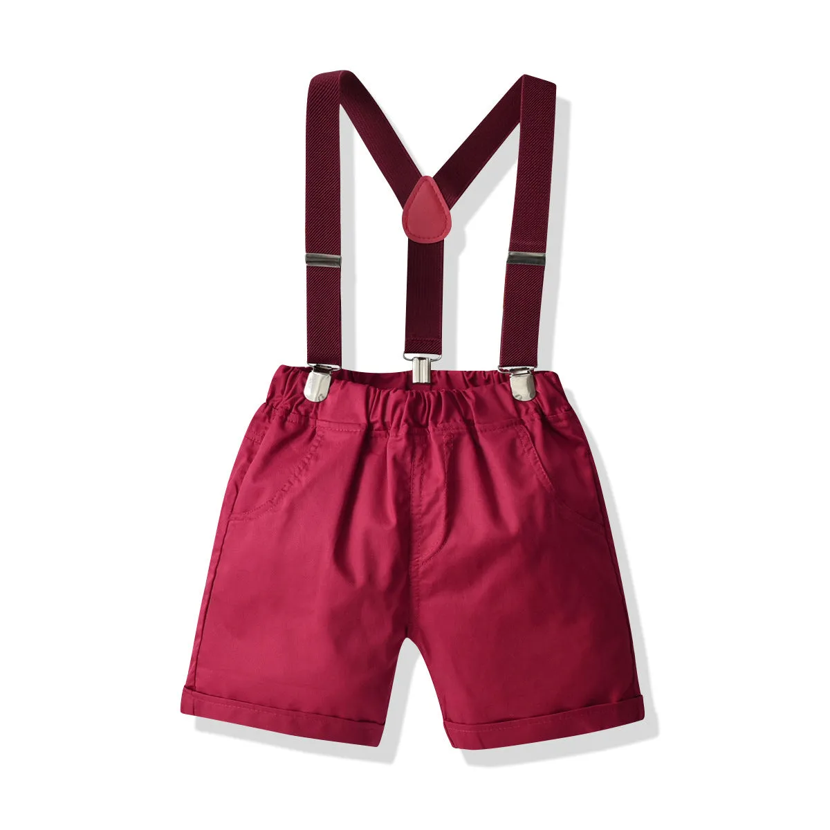 2 Pieces Set Baby Kid Boys Dressy Checked Bow Shirts And Solid Color Rompers Wholesale 22053176