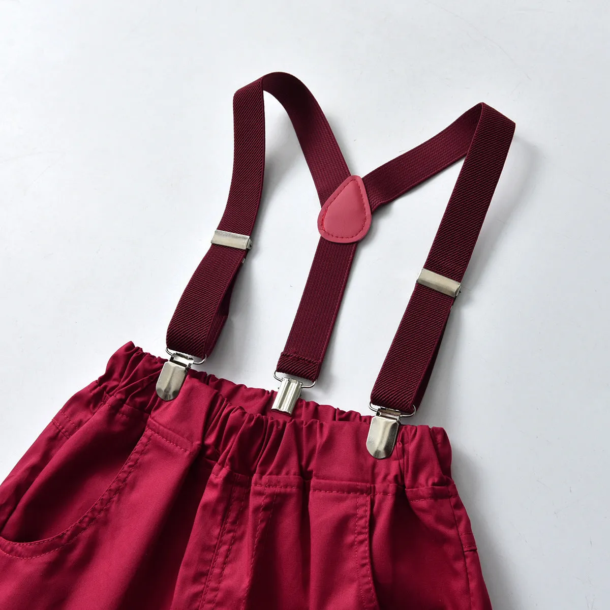 2 Pieces Set Baby Kid Boys Dressy Checked Bow Shirts And Solid Color Rompers Wholesale 22053176