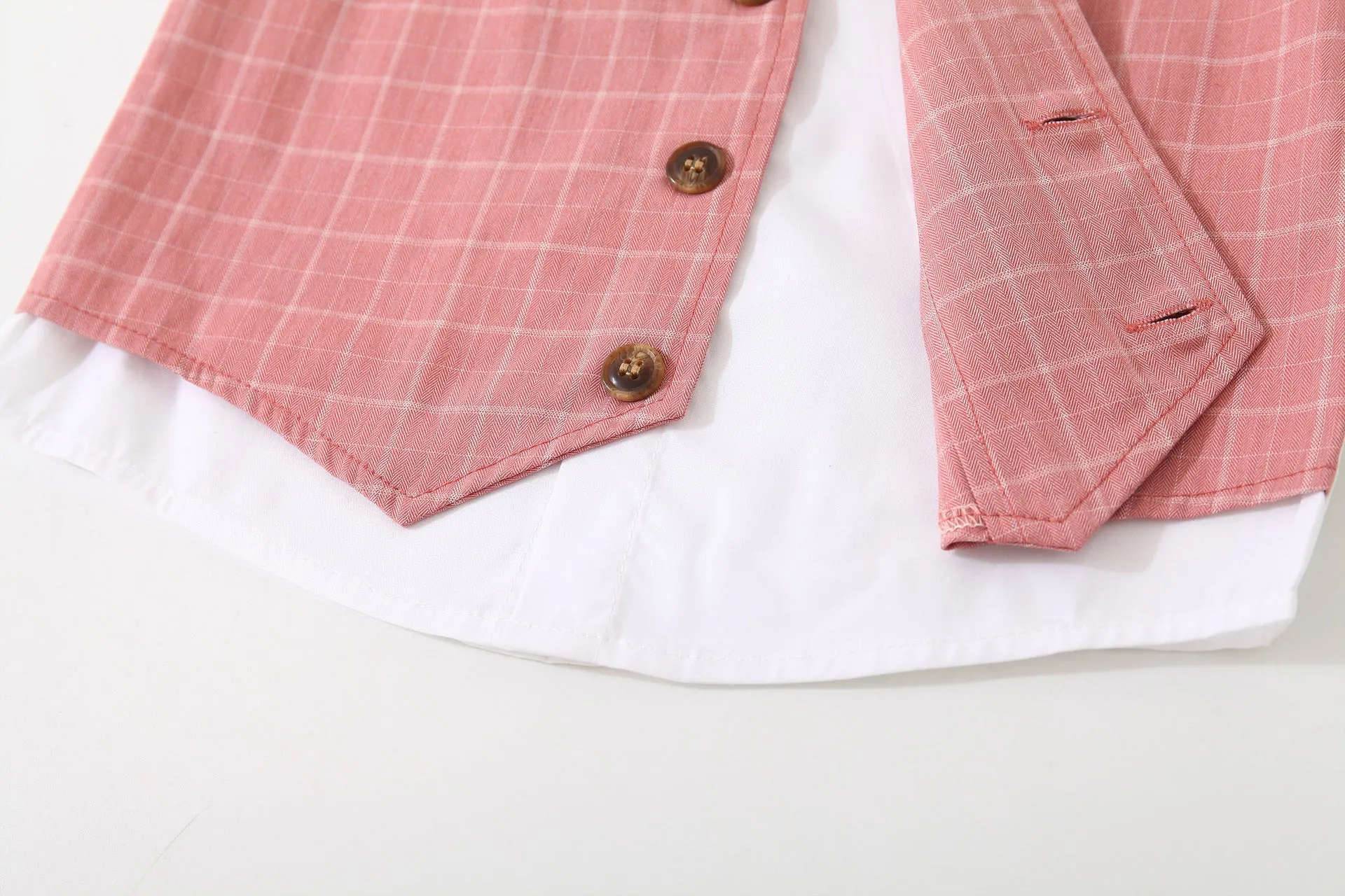 2 Pieces Set Baby Kid Boys Dressy Color-blocking Bow Shirts And Solid Color Shorts Wholesale 220425286