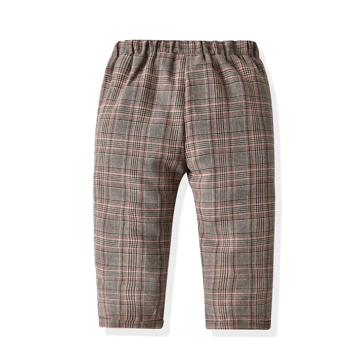 2 Pieces Set Baby Kid Boys Dressy Solid Color Bow Shirts And Checked Jumpsuits Wholesale 22053143