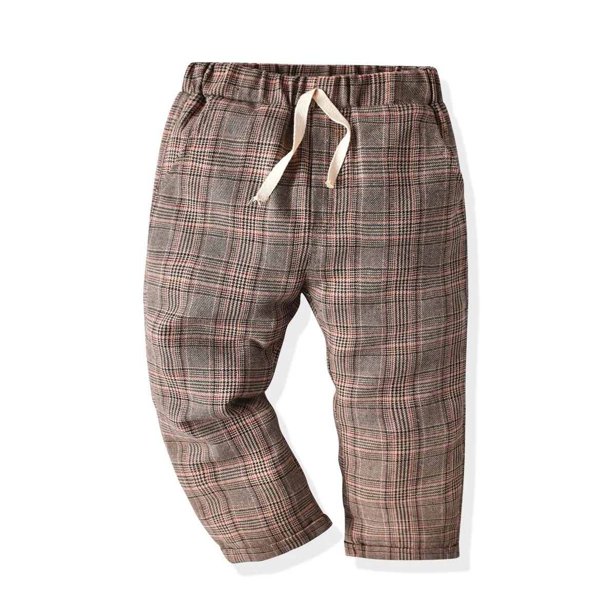 2 Pieces Set Baby Kid Boys Dressy Solid Color Bow Shirts And Checked Jumpsuits Wholesale 22053143
