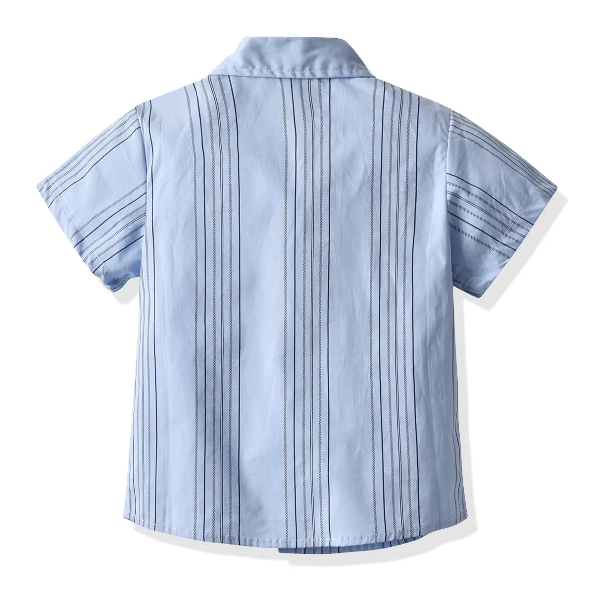 2 Pieces Set Baby Kid Boys Dressy Striped Bow Shirts And Solid Color Rompers Suits Wholesale 220531214