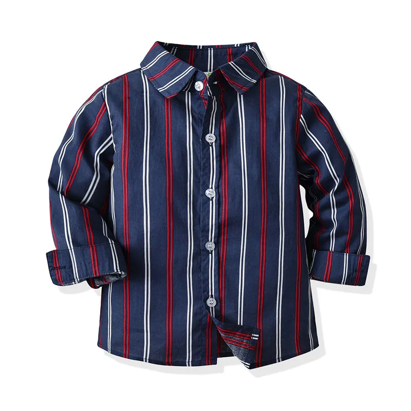 2 Pieces Set Baby Kid Boys Dressy Striped Bow Shirts And Suits Trousers Wholesale 211109332