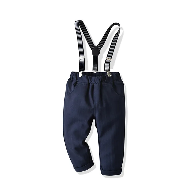 2 Pieces Set Baby Kid Boys Dressy Striped Bow Shirts And Suits Trousers Wholesale 211109332