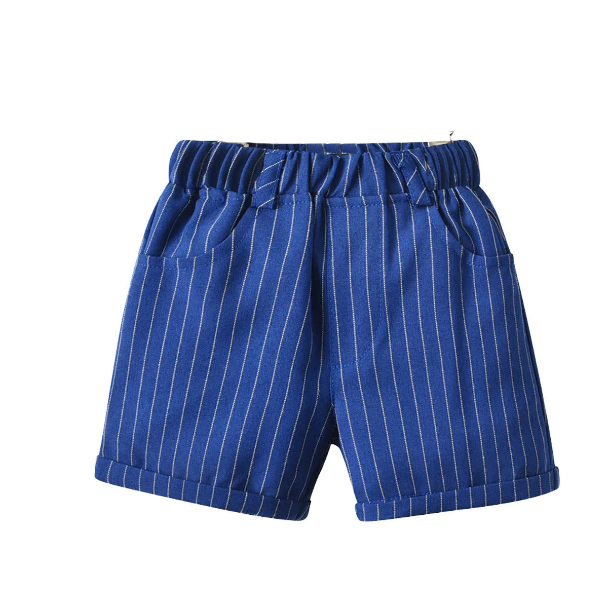2 Pieces Set Baby Kid Boys Flower Bow Print Shirts And Striped Shorts Wholesale 220531251