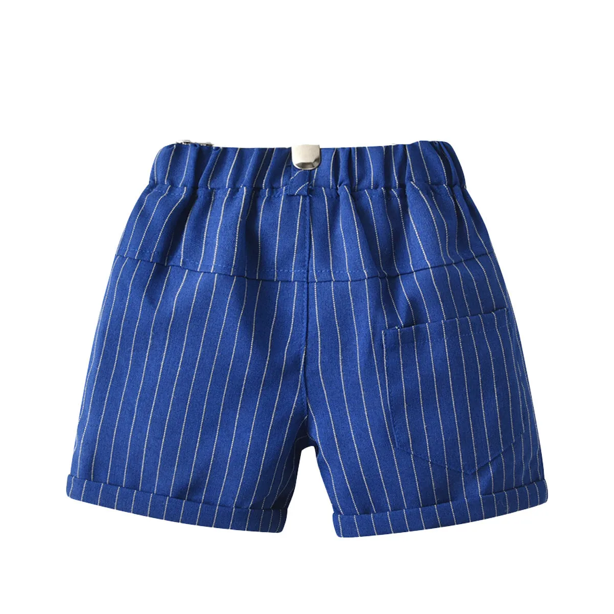 2 Pieces Set Baby Kid Boys Flower Bow Print Shirts And Striped Shorts Wholesale 220531251
