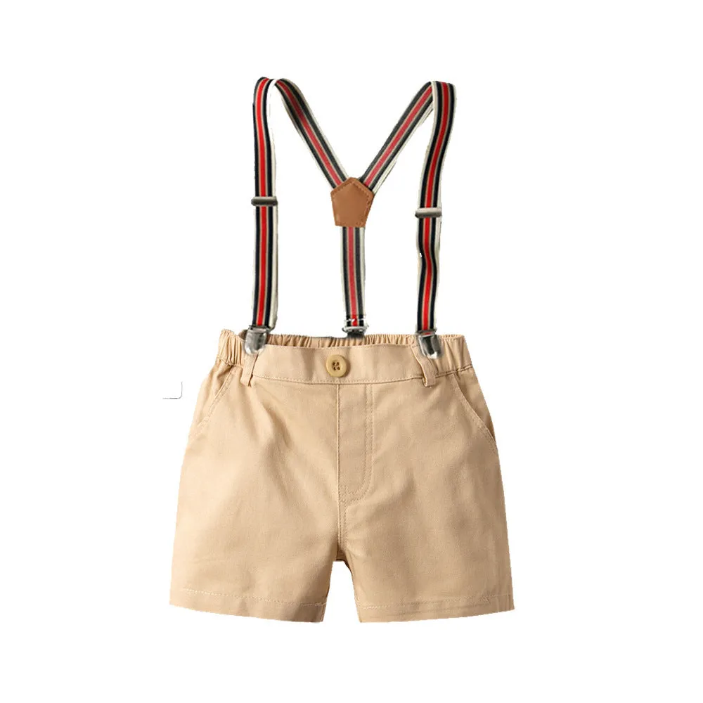 2 Pieces Set Baby Kid Boys Solid Color Bow Shirts And Shorts Wholesale 220531182