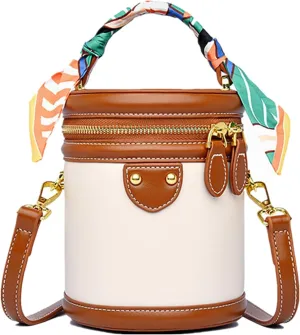 2025 New Summer Cylinder Bag, Colorblock Bucket Bag for Women, Casual Fashion Versatile Crossbody Bag