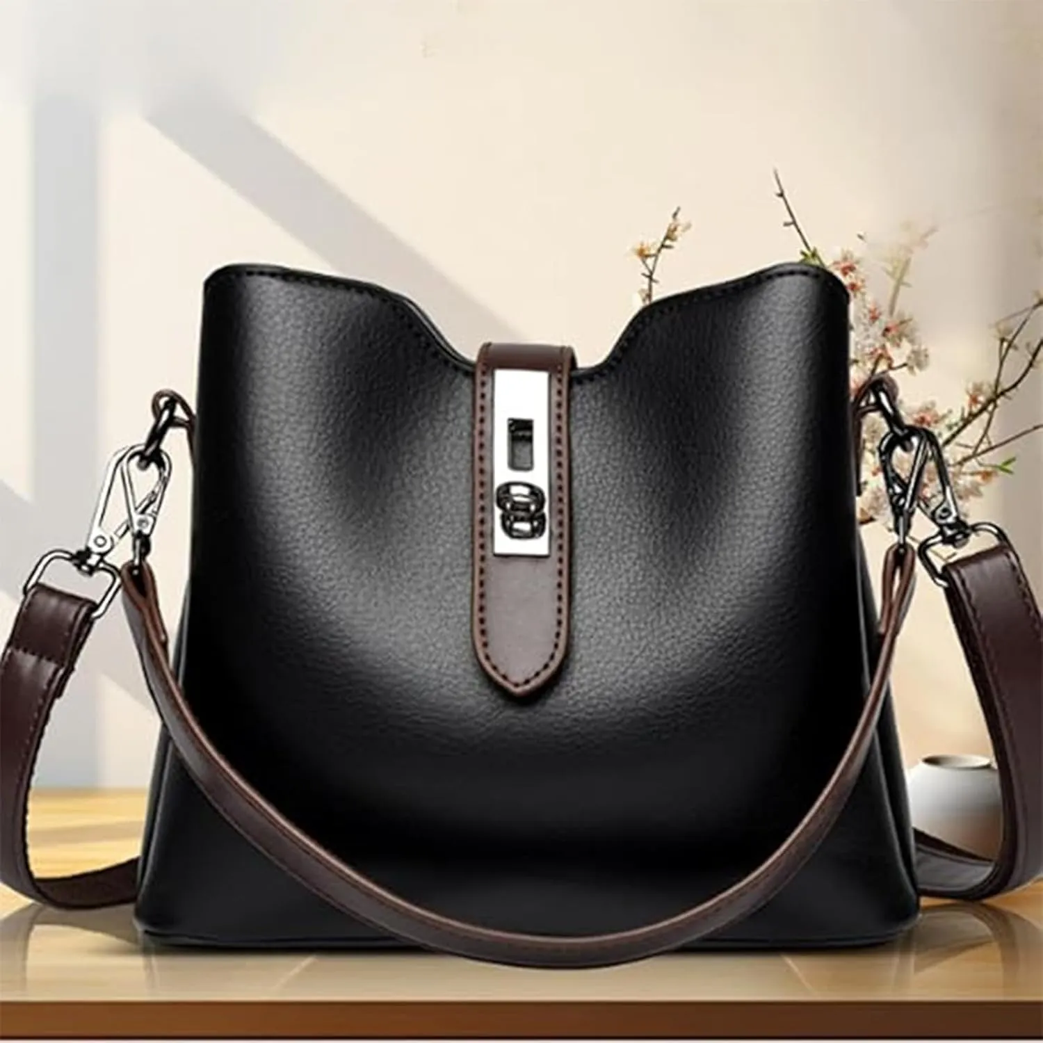 2025 Three Straps Bucket Bag for Women, Fashion Versatile Crossbody Bag, with Adjustable Wider Shoulder Strap