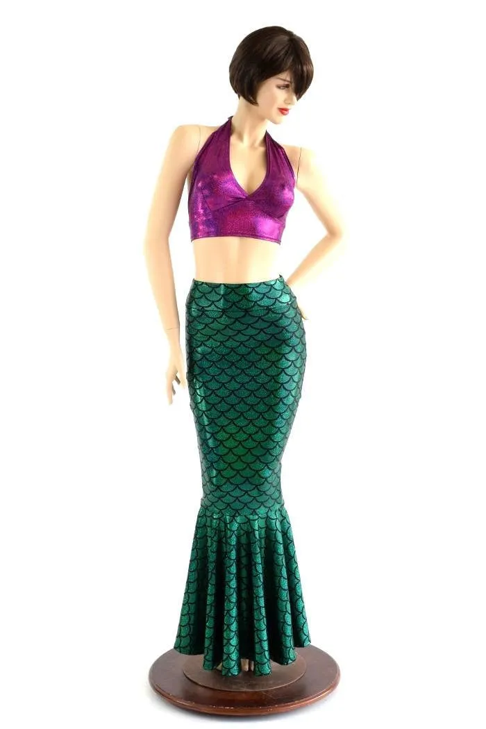 2PC Mermaid Skirt & Fuchsia Halter Set