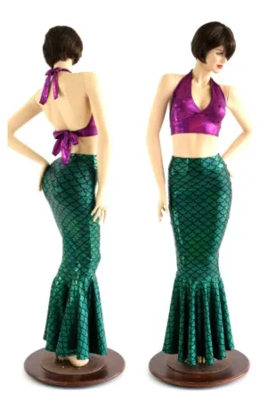 2PC Mermaid Skirt & Fuchsia Halter Set
