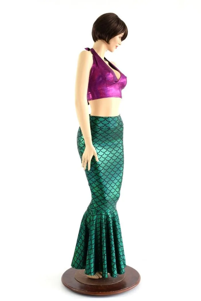 2PC Mermaid Skirt & Fuchsia Halter Set