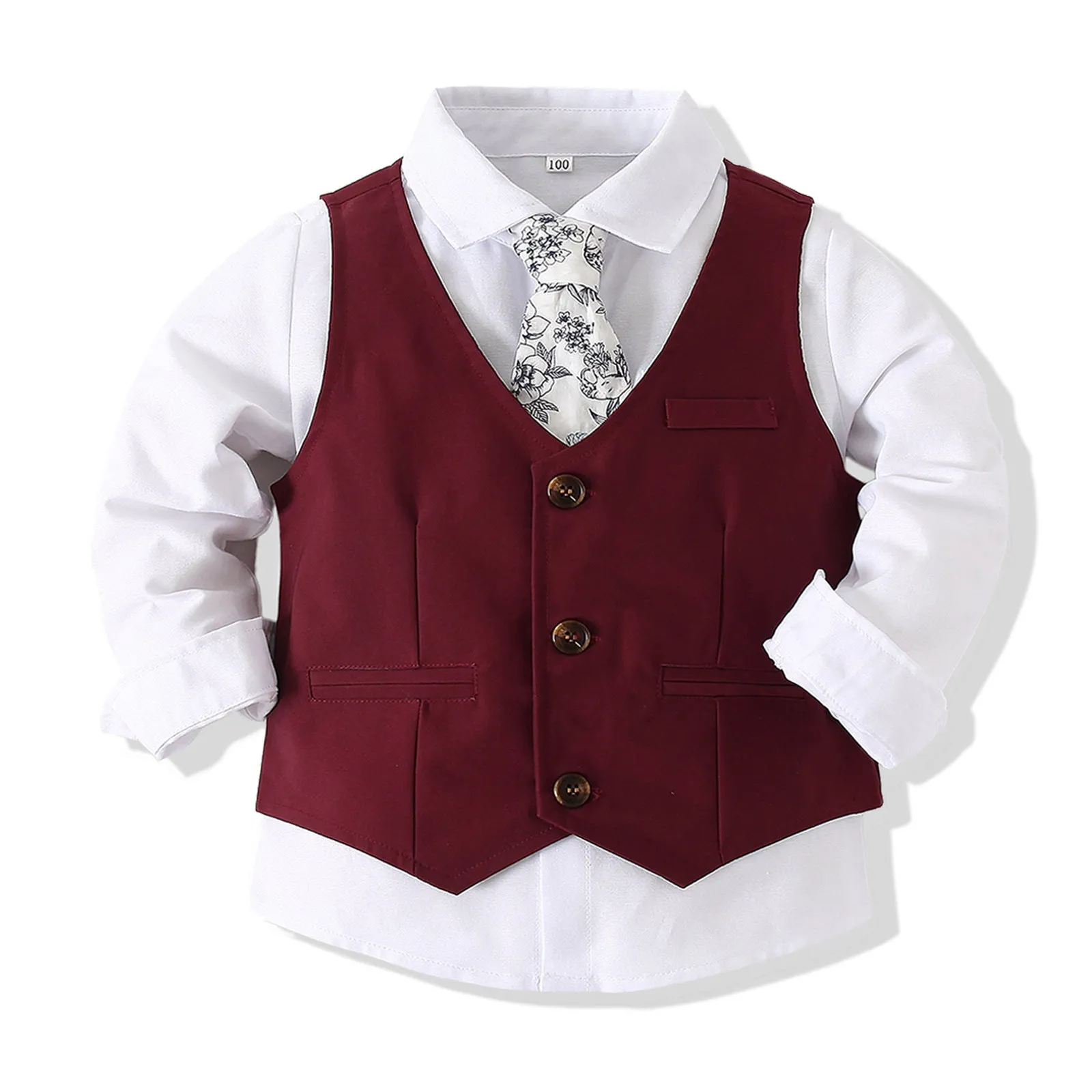 3 Pieces Set Baby Kid Boys Birthday Party Solid Color Bow Shirts Vests Waistcoats And Pants Wholesale 221214236