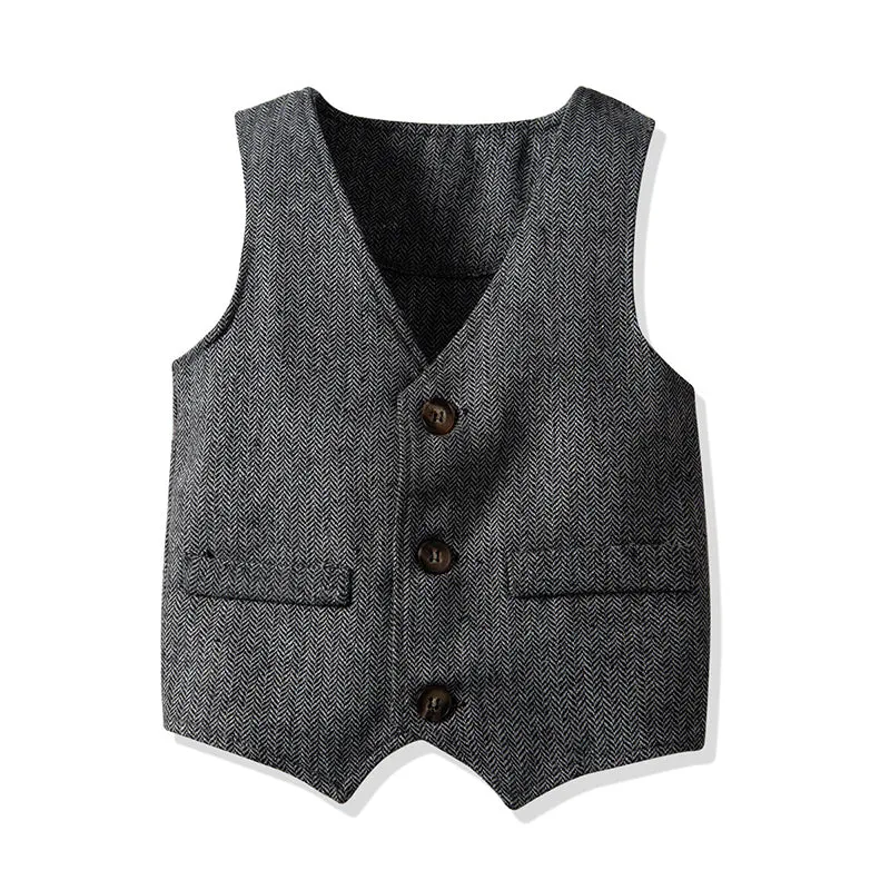 3 Pieces Set Baby Kid Boys Birthday Party Striped Bow Polo Shirts Solid Color Vests Waistcoats And Pants Wholesale 211109169