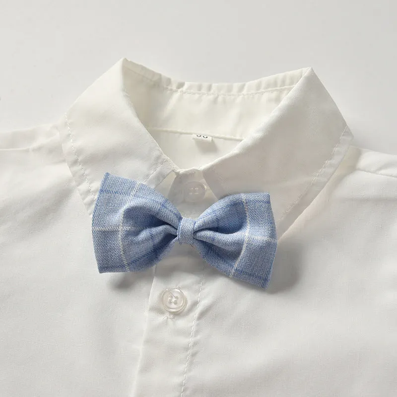 3 Pieces Set Baby Kid Boys Dressy Bow Shirts Checked Vests Waistcoats And Suits Trousers Wholesale 220302236