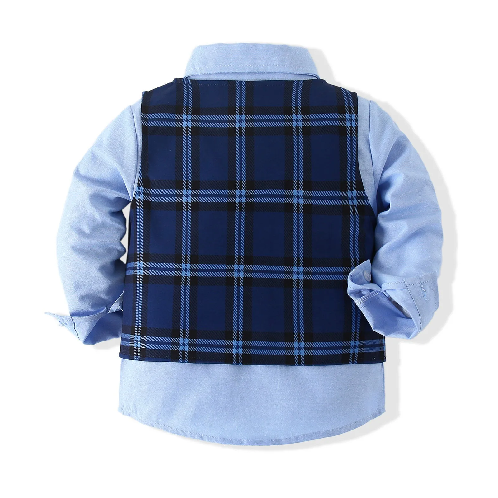 3 Pieces Set Baby Kid Boys Dressy Solid Color Shirts Checked And Vests Waistcoats And Pants Wholesale 220425321