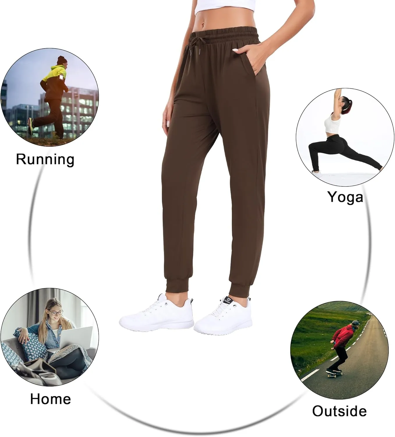 4 Pack Women's Lightweight Sweatpants with Pockets for Running Yoga Workout