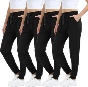 4 Pack Women's Lightweight Sweatpants with Pockets for Running Yoga Workout