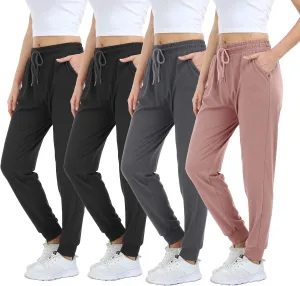4 Pack Women's Lightweight Sweatpants with Pockets for Running Yoga Workout