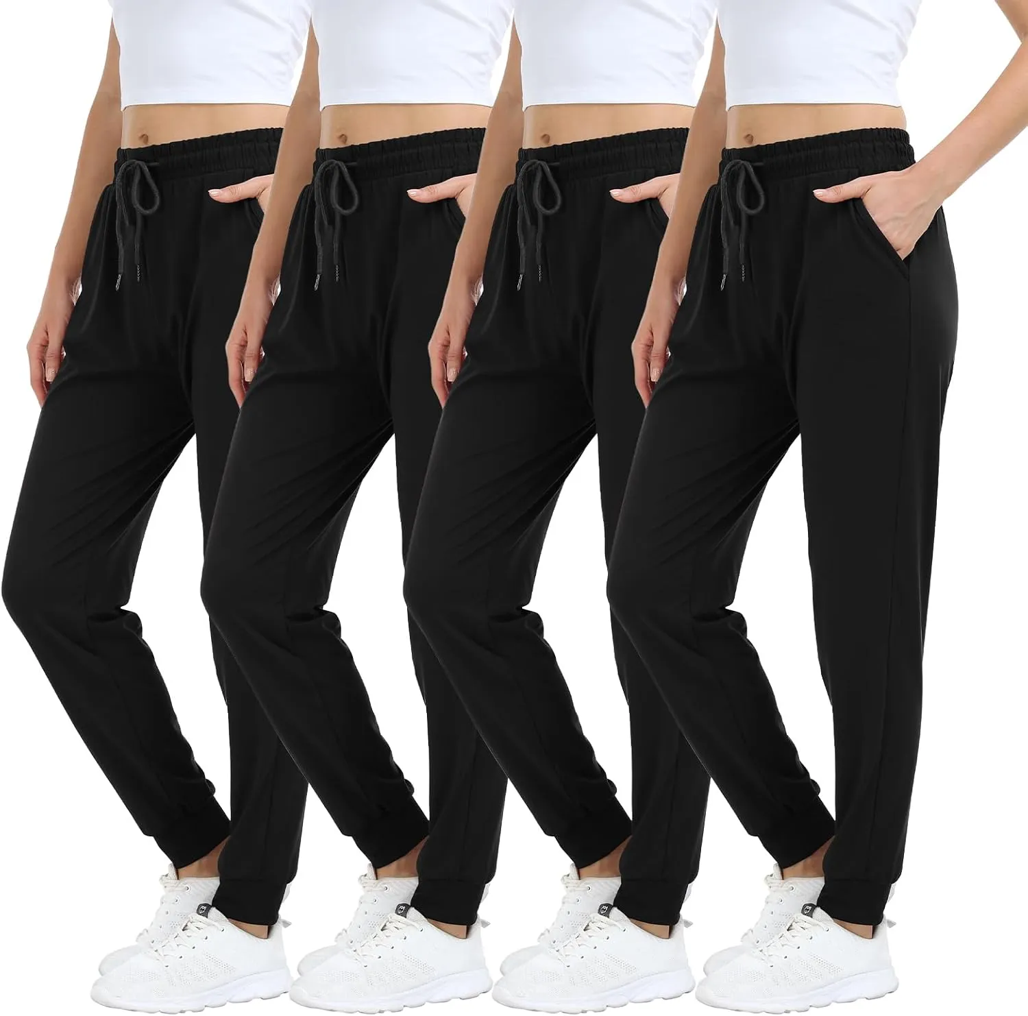 4 Pack Women's Lightweight Sweatpants with Pockets for Running Yoga Workout