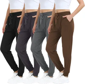 4 Pack Women's Lightweight Sweatpants with Pockets for Running Yoga Workout