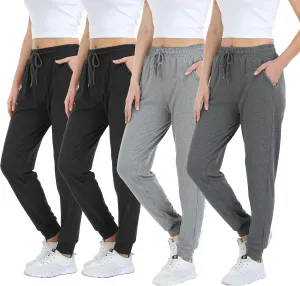 4 Pack Women's Lightweight Sweatpants with Pockets for Running Yoga Workout