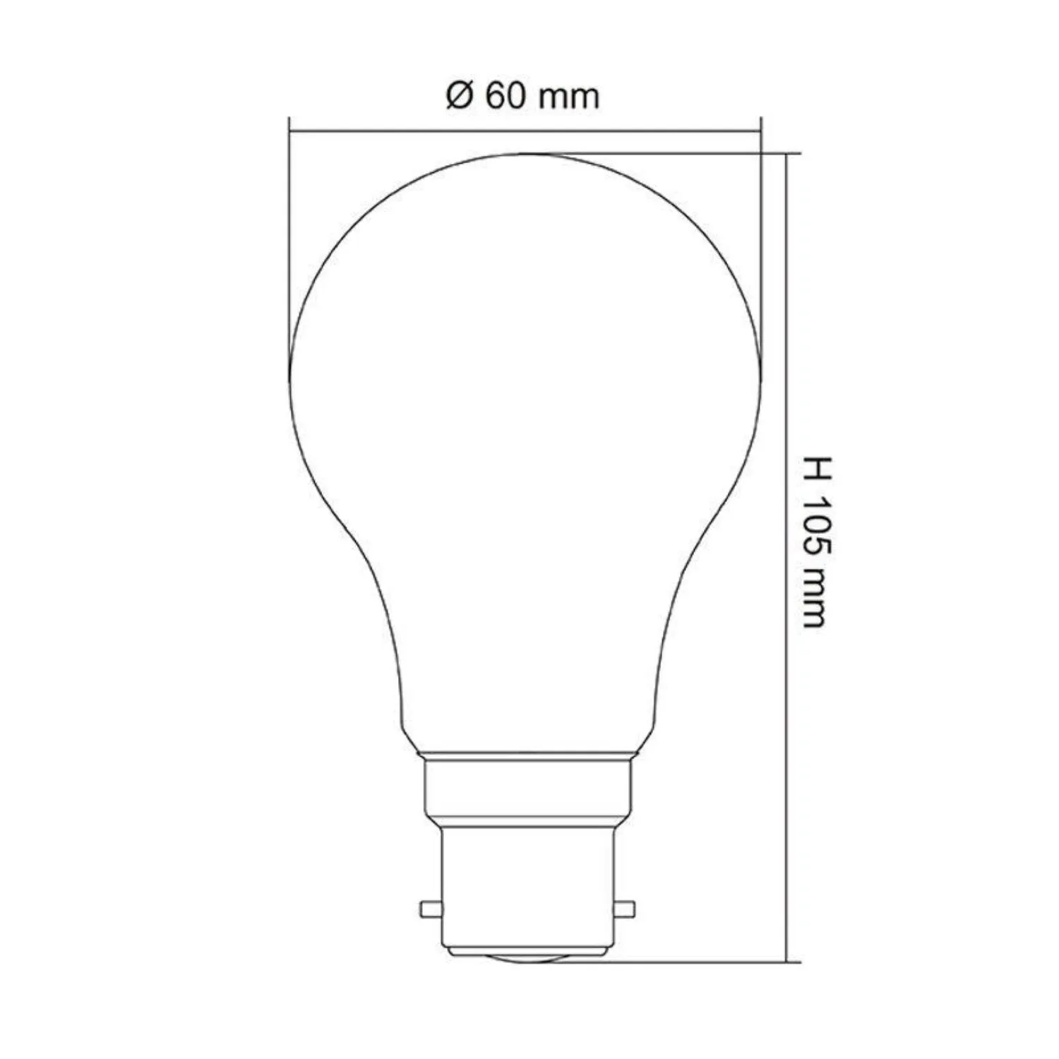 8w LED B22, E27 A60 Globe Warm White 2700k, Daylight 5000k Dimmable