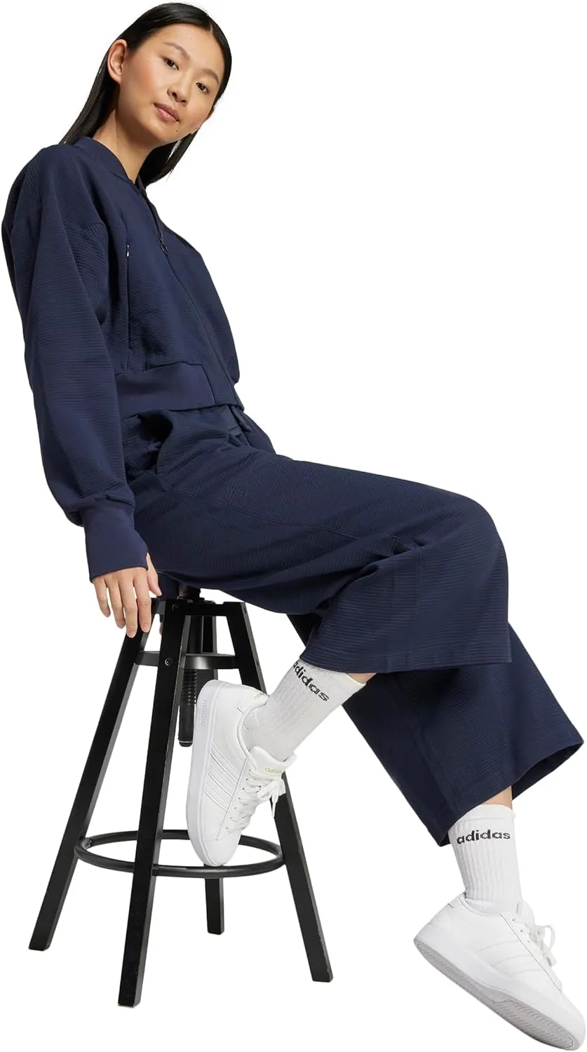 adidas Women's All Szn Ribbed 7/8 Length Wide Leg Pants