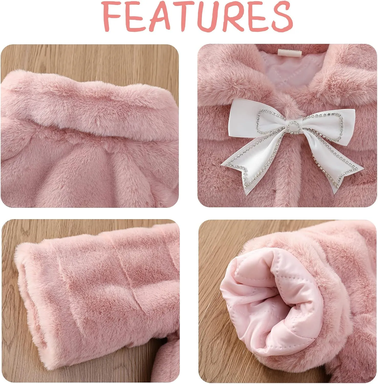 Aivtalk Toddler Girls Winter Fur Coat Cute Thick Jacket Warm Fuzzy Outerwear