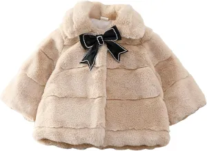 Aivtalk Toddler Girls Winter Fur Coat Cute Thick Jacket Warm Fuzzy Outerwear