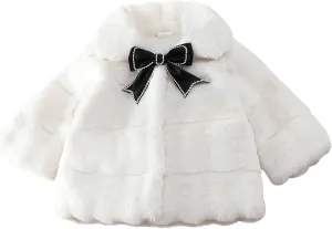 Aivtalk Toddler Girls Winter Fur Coat Cute Thick Jacket Warm Fuzzy Outerwear