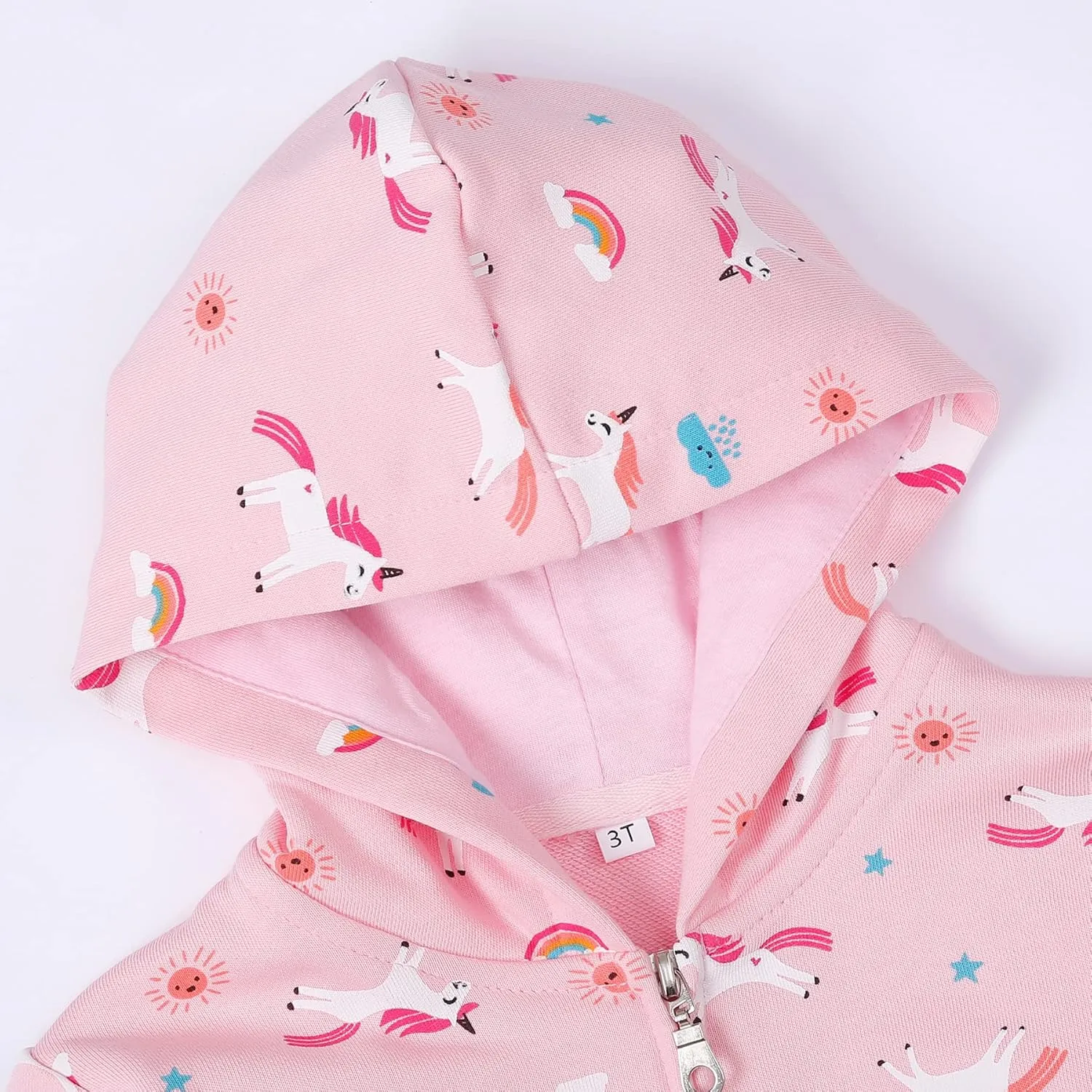 Akyzic Girls Zip Up Hoodie Toddler Lightweight Fall Jacket Cotton Unicorn Hooded Sweatshirt Kids Winter Outerwear