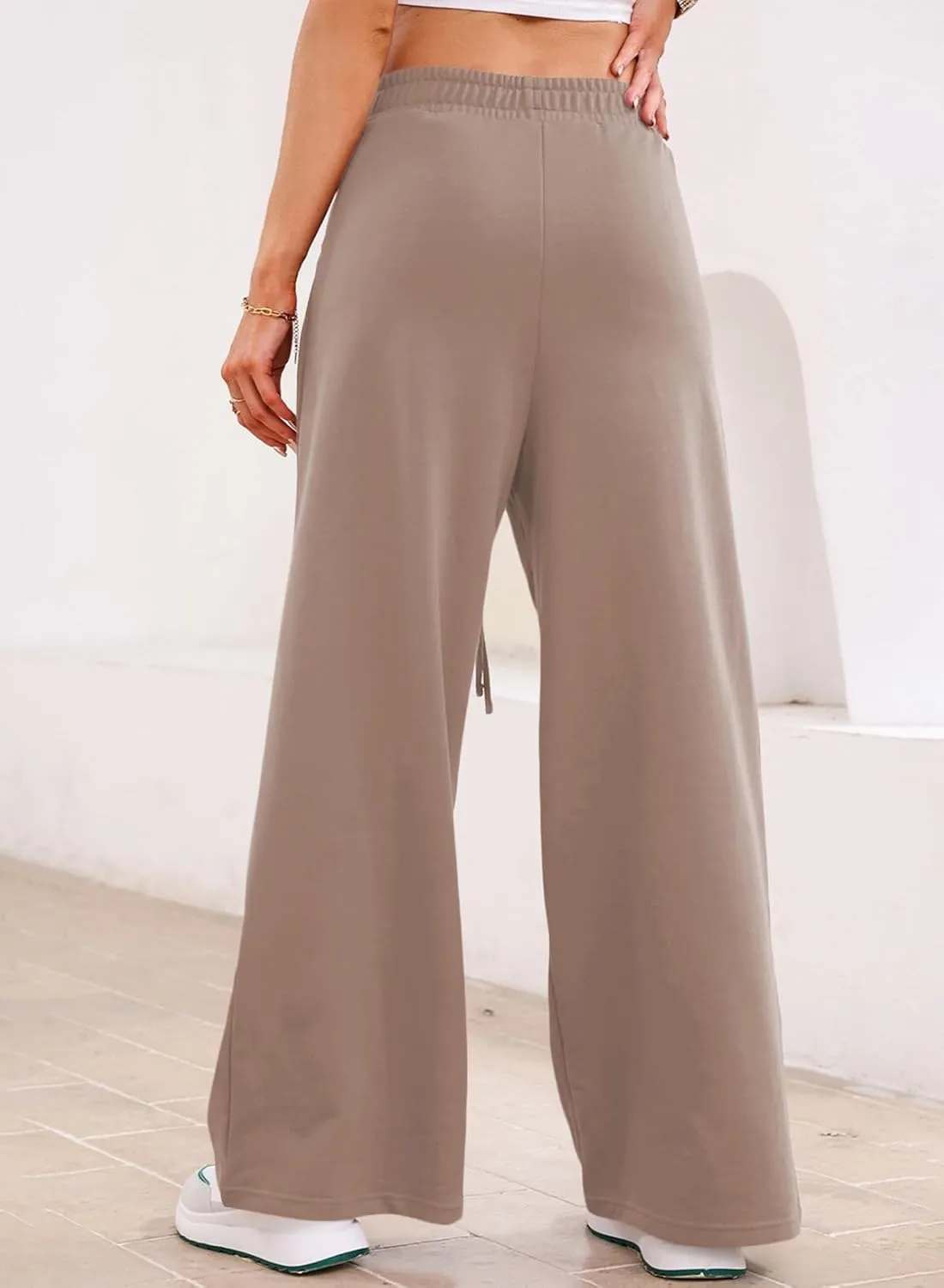 Aleumdr Wide Leg Sweatpants for Women 2025 Trendy Fashion High Waisted Drawstring Loose Long Pants with Pockets