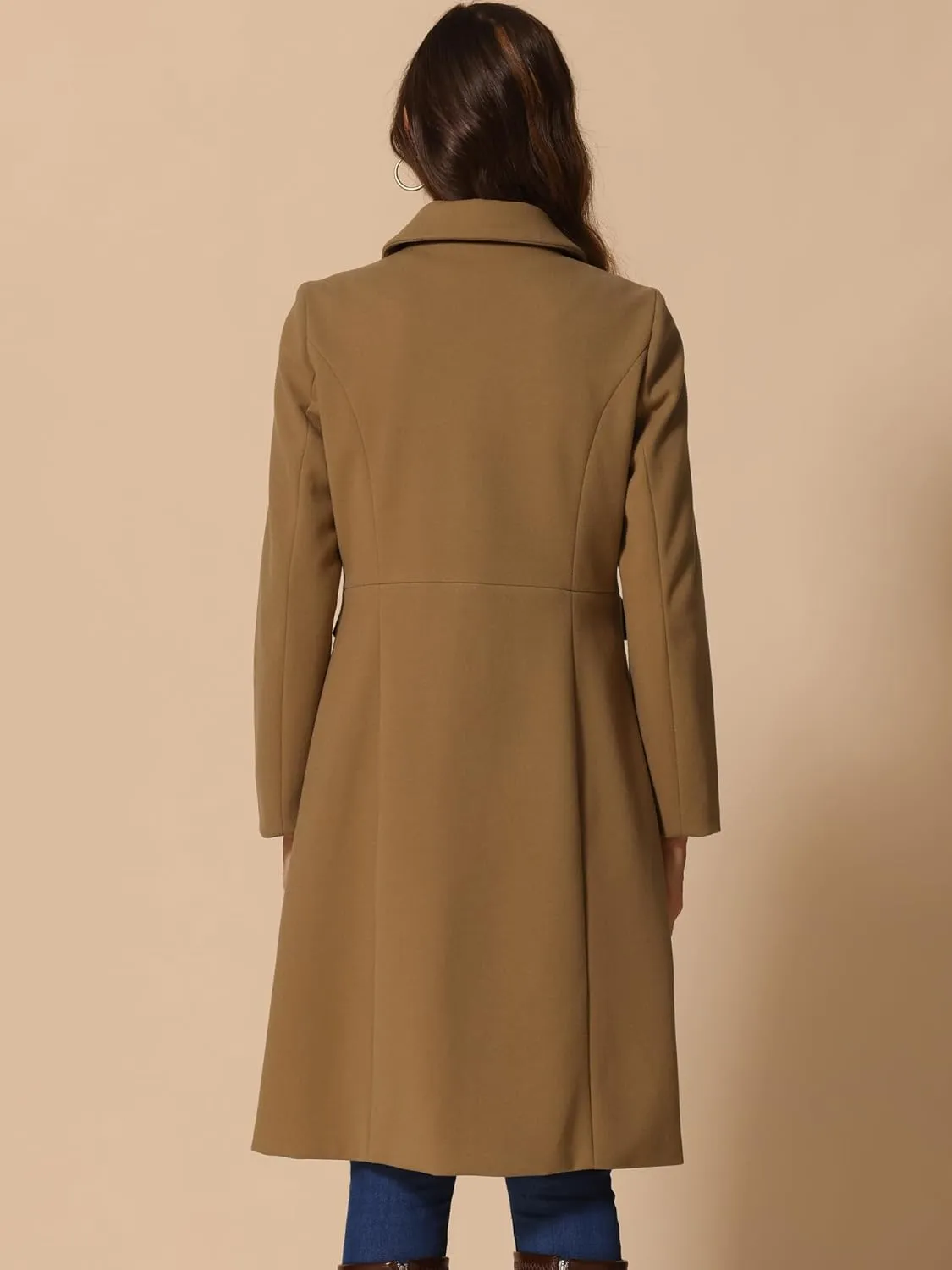 Allegra K Winter Trench Coat for Women's Vintage Peter Pan Collar Single Breasted Long Overcoat Peacoat