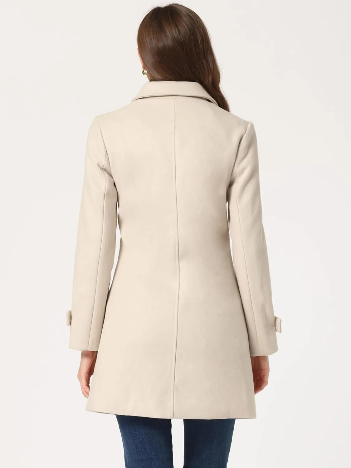 Allegra K Women's Winter Outerwear Overcoat Peter Pan Collar Mid-thigh A-line Single Breasted Pea Coat
