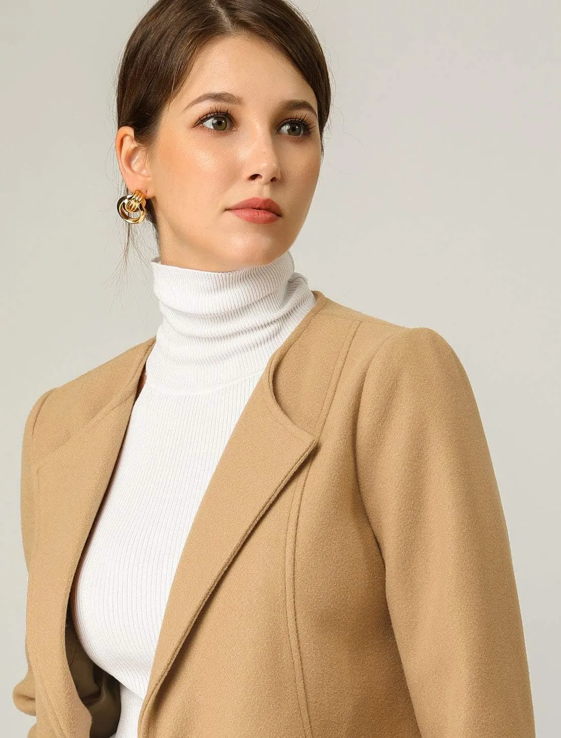 Allegra K Women's Winter Overcoat Lapel Collar Single Breasted Outerwear Long Pea Coat
