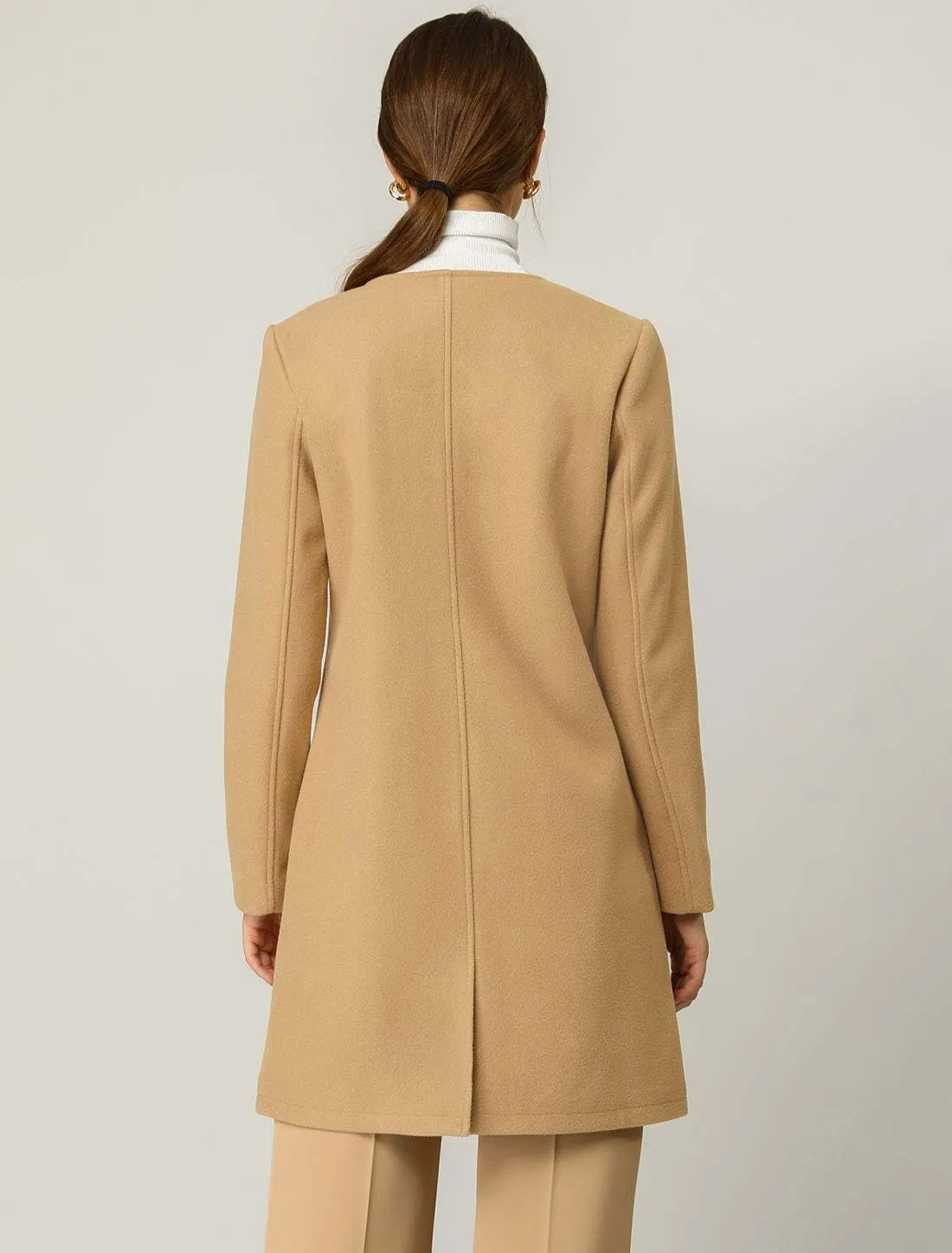 Allegra K Women's Winter Overcoat Lapel Collar Single Breasted Outerwear Long Pea Coat